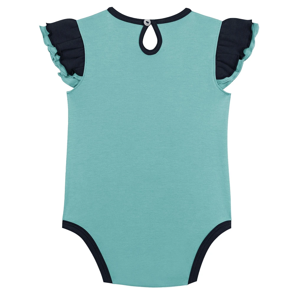 Ensemble de deux bodys d'entraînement Seattle Kraken pour bébé fille, bleu marine/bleu clair