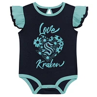 Ensemble de deux bodys d'entraînement Seattle Kraken pour bébé fille, bleu marine/bleu clair