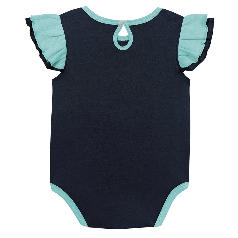 Ensemble de deux bodys d'entraînement Seattle Kraken pour bébé fille, bleu marine/bleu clair