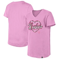 Girl's Youth New Era  Pink Seattle Kraken Flip Sequin V-Neck T-Shirt