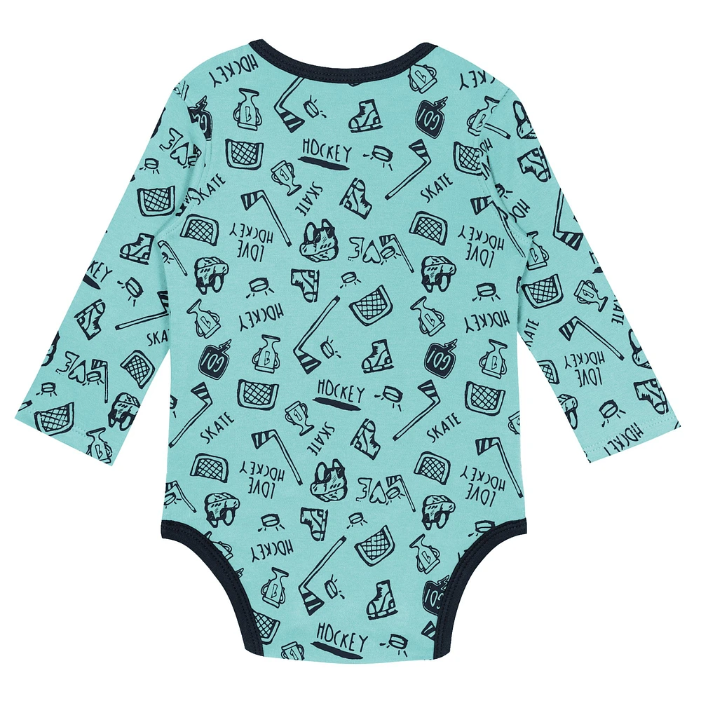 Infant Light Blue Seattle Kraken Dynamic Defender Long Sleeve Bodysuit