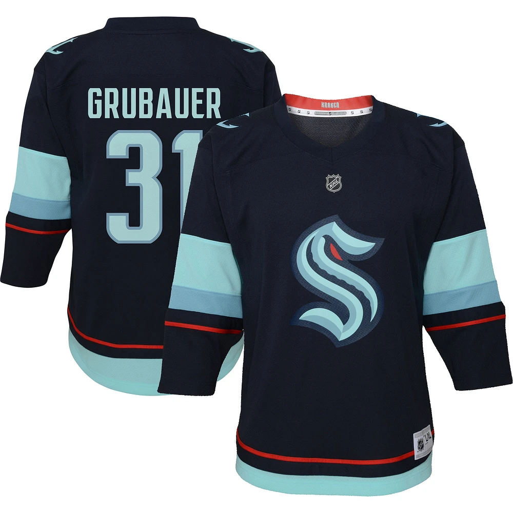 Bébé Philipp Grubauer Deep Sea Bleu Seattle Kraken Home Replica Player Jersey