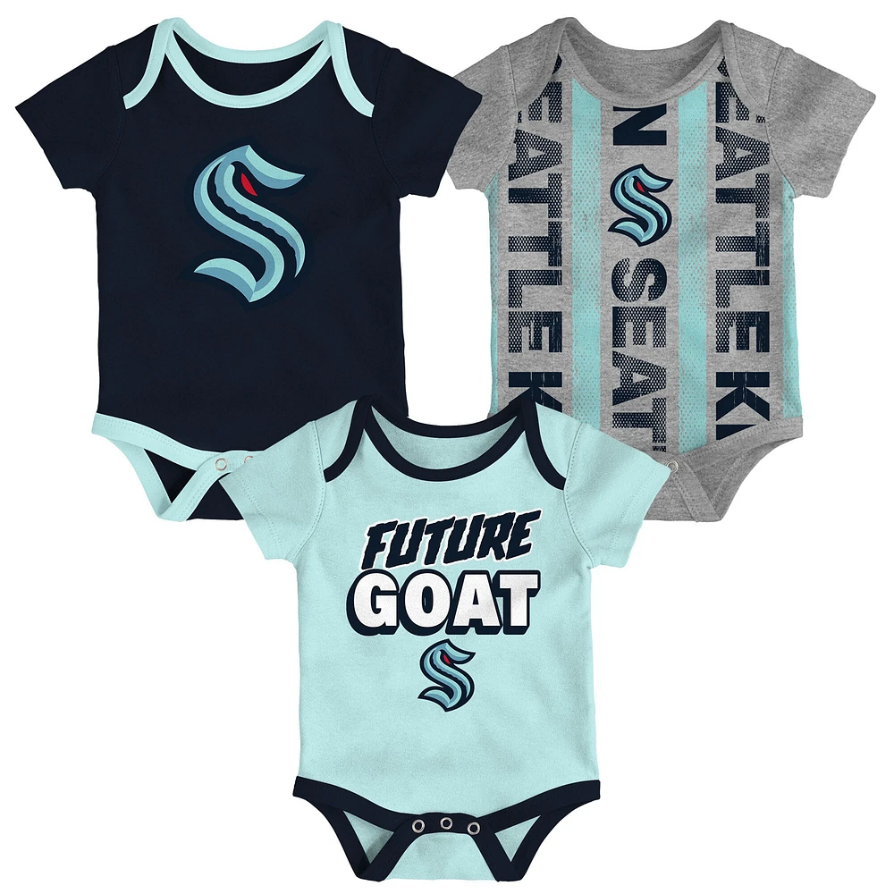 Infant Seattle Kraken Loyal Buddies Three-Pack Bodysuit Set