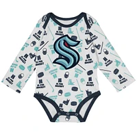 Infant White Seattle Kraken Quick Learner Long Sleeve Bodysuit