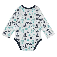 Infant White Seattle Kraken Quick Learner Long Sleeve Bodysuit