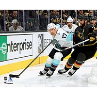Jaden Schwartz Seattle Kraken Unsigned Controlling Puck Photograph
