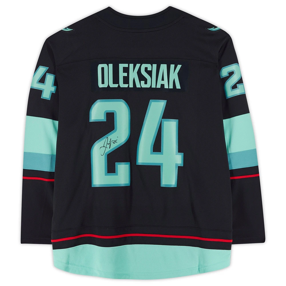 Jamie Oleksiak Deep Sea Blue Seattle Kraken Autographed Fanatics Breakaway Jersey with Inaugural Season Jersey Patch
