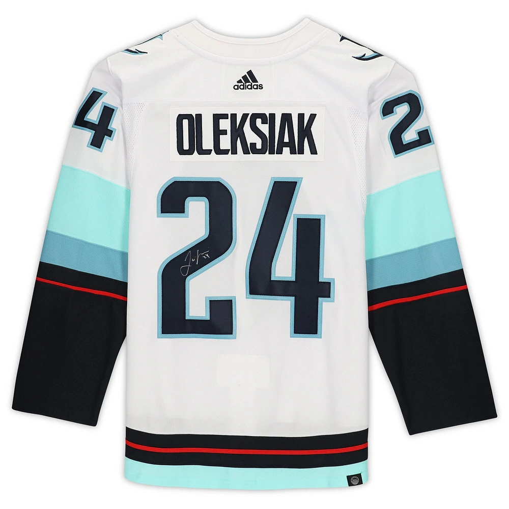Jamie Oleksiak White Seattle Kraken Autographed adidas Authentic Jersey with Inaugural Season Jersey Patch