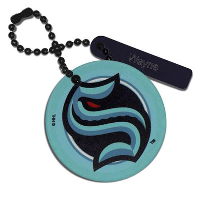 Light Blue Seattle Kraken Personalized Leather Round Bag Tag