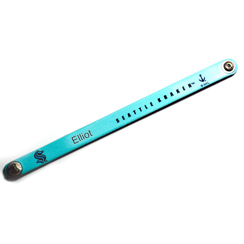 Light Blue Seattle Kraken Personalized Leather Slim Bracelet