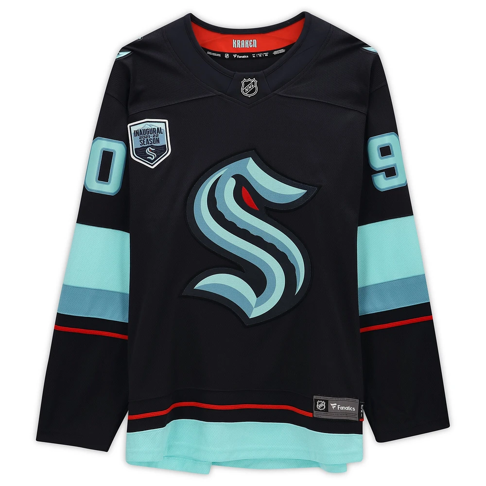 Maillot Fanatics Breakaway autographié par Marcus Johansson Deep Sea Blue Seattle Kraken avec patch de la saison inaugurale