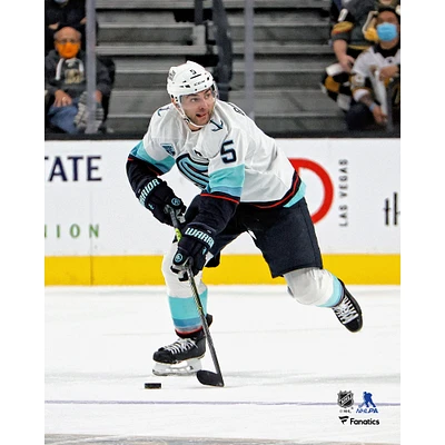 Mark Giordano Seattle Kraken Unsigned Skating with Puck Photograph