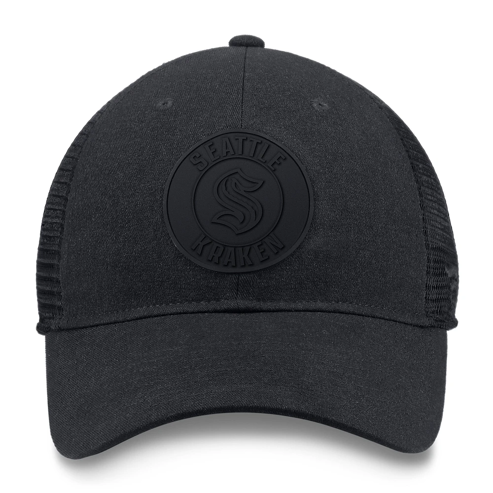 Men's Fanatics  Black Seattle Kraken Team Haze Adjustable Trucker Hat