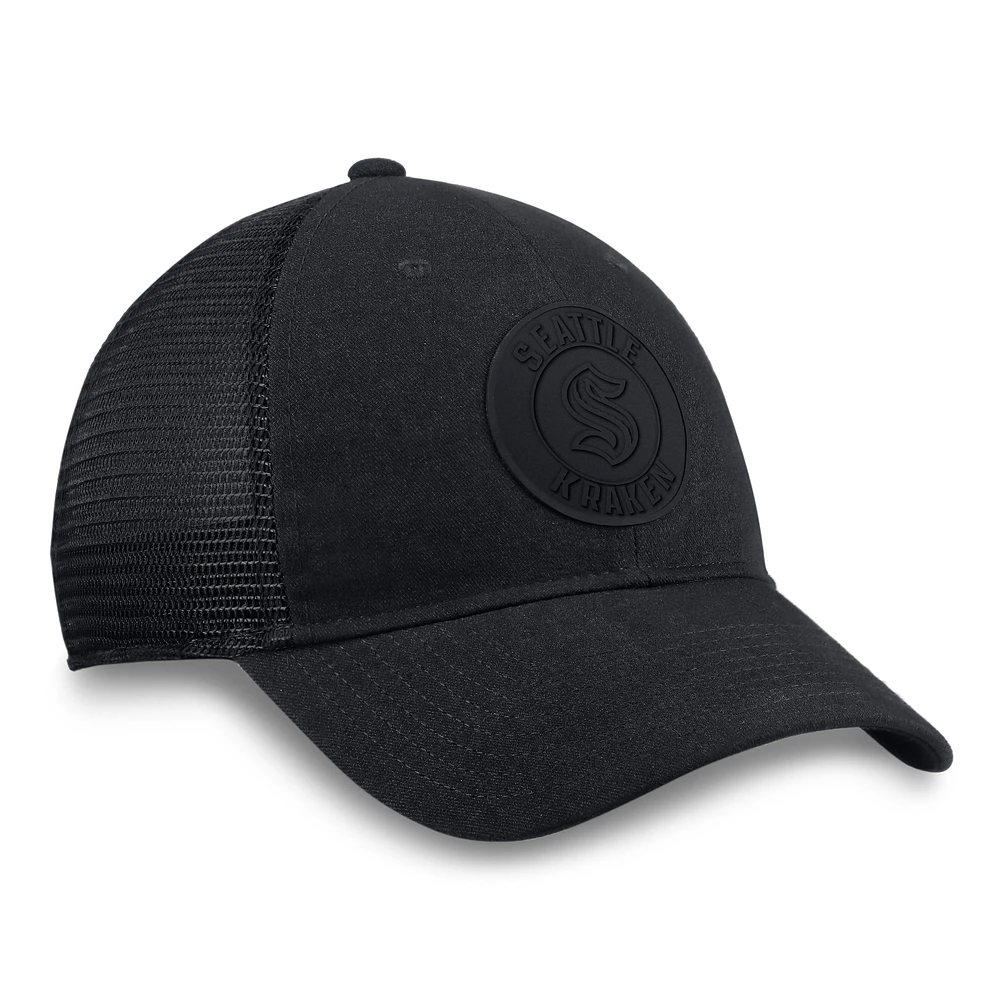 Men's Fanatics  Black Seattle Kraken Team Haze Adjustable Trucker Hat