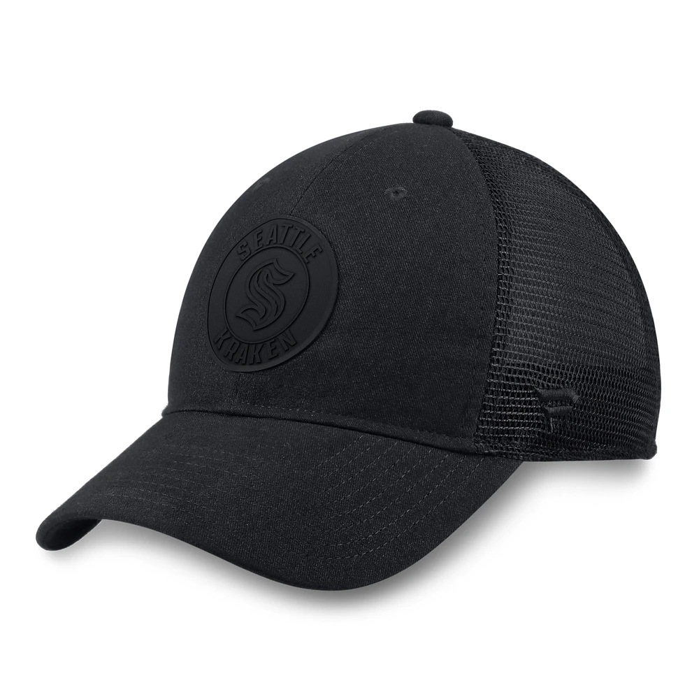 Men's Fanatics Black Seattle Kraken Team Haze Adjustable Trucker Hat