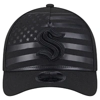 Men's New Era  Black Seattle Kraken Game Day Stealth Flag 9FORTY A-Frame Adjustable Hat