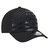 Men's New Era  Black Seattle Kraken Game Day Stealth Flag 9FORTY A-Frame Adjustable Hat
