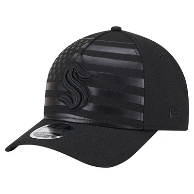 Men's New Era  Black Seattle Kraken Game Day Stealth Flag 9FORTY A-Frame Adjustable Hat