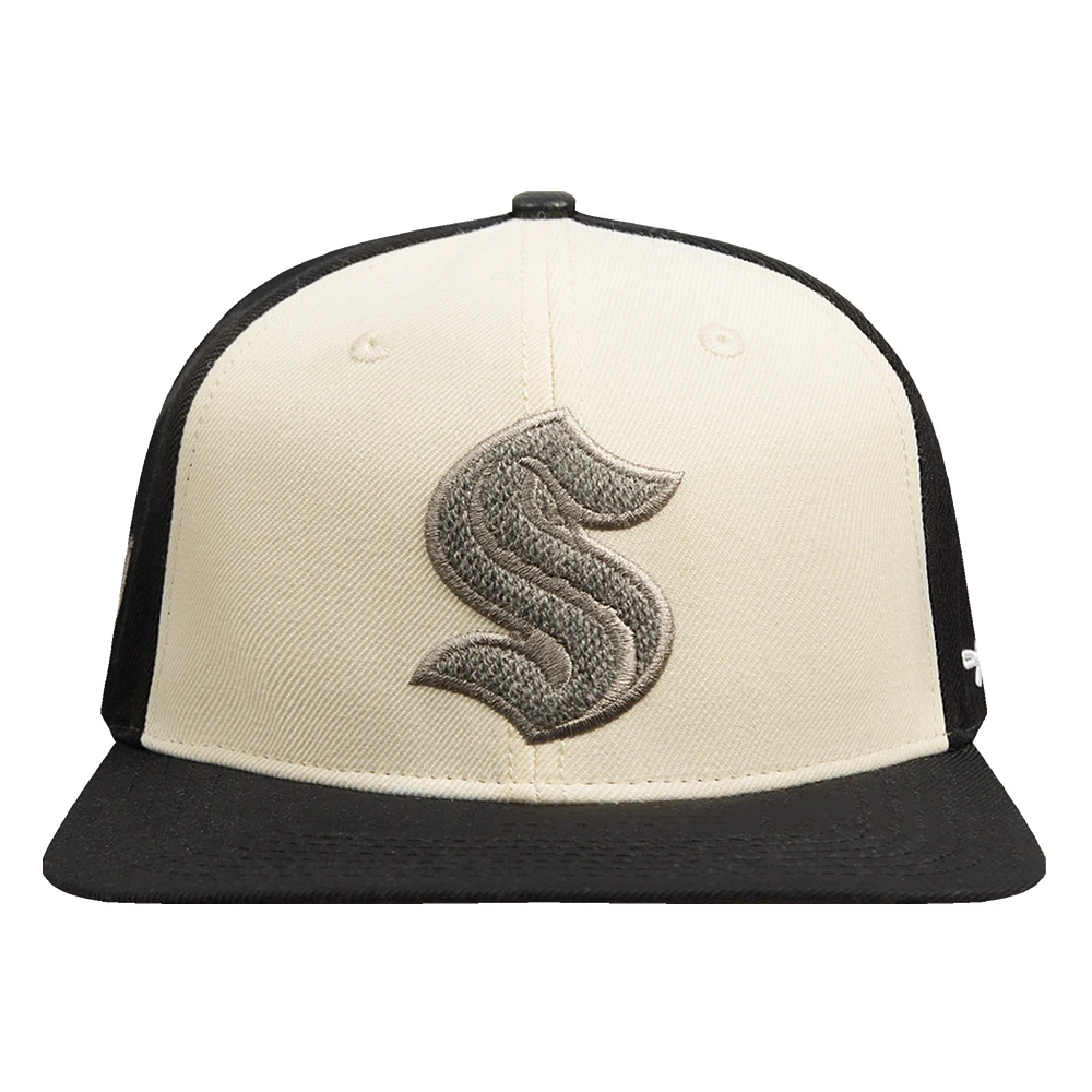 Men's Pro Standard  Cream Seattle Kraken French Terry Snapback Hat