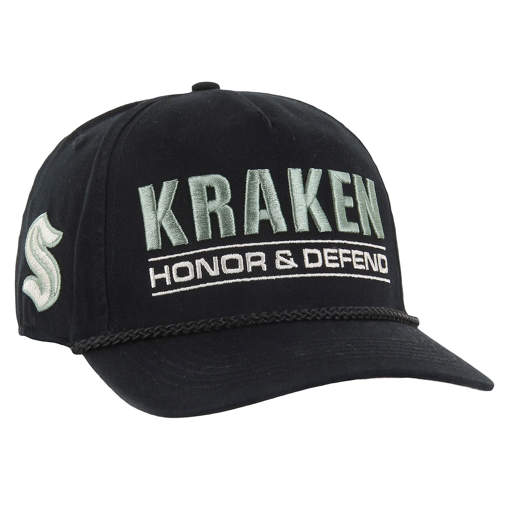 Casquette ajustable Hitch pour homme, noire, Seattle Kraken OHT, appréciation militaire, honneur et défense de la patrie, 47