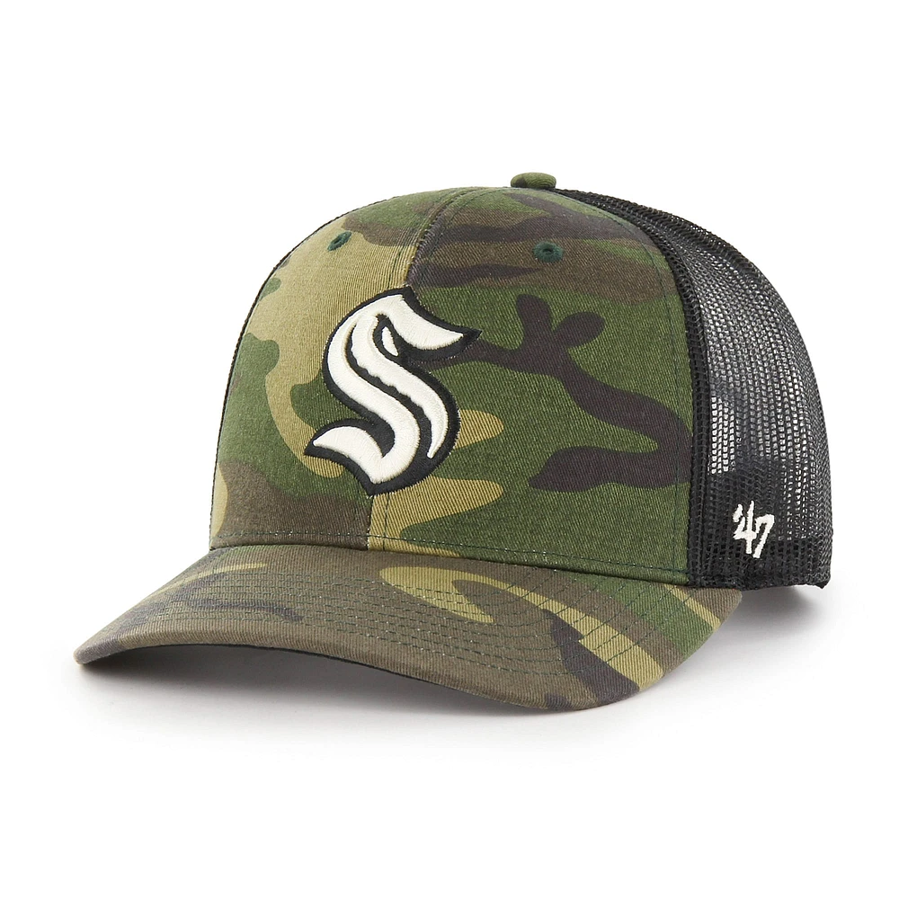 Casquette Snapback '47 Camo/Black Seattle Kraken Trucker pour homme