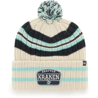 Seattle Kraken '47 Hone Patch Cuffed Knit Hat with Pom - Cream