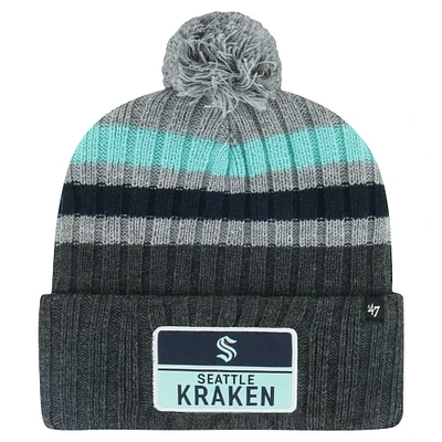 Bonnet en tricot à revers avec patch Seattle Kraken Stack '47 gris pour hommes