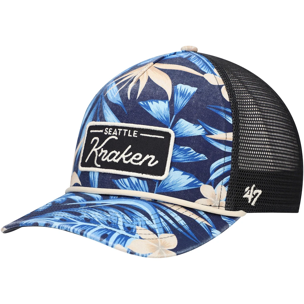 Men's '47 Navy Seattle Kraken Tropicalia Allover Print Trucker Adjustable Hat