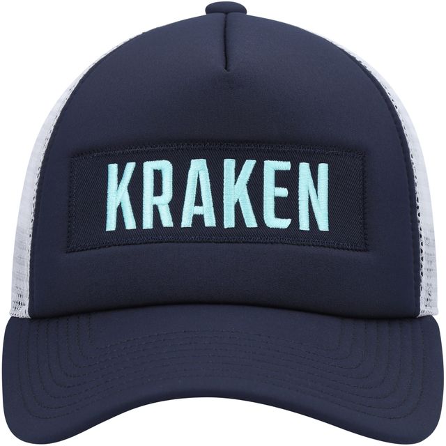 Casquette Snapback Seattle Kraken Team Plate Trucker adidas Deep Sea bleu/blanc pour hommes