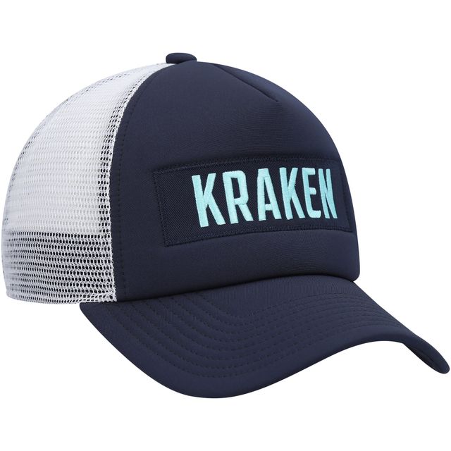 Casquette Snapback Seattle Kraken Team Plate Trucker adidas Deep Sea bleu/blanc pour hommes