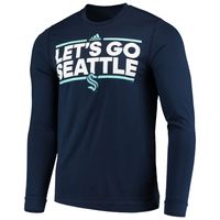 Men's adidas Deep Sea Blue Seattle Kraken Dassler AEROREADY Creator Long Sleeve T-Shirt