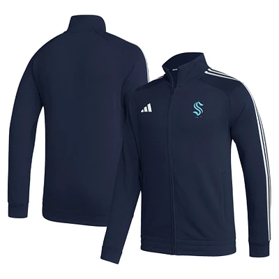 Veste de survêtement entièrement zippée Seattle Kraken Raglan adidas Deep Sea bleu pour hommes