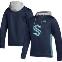 Men's adidas Deep Sea Blue Seattle Kraken Skate Lace Primeblue Team Pullover Hoodie