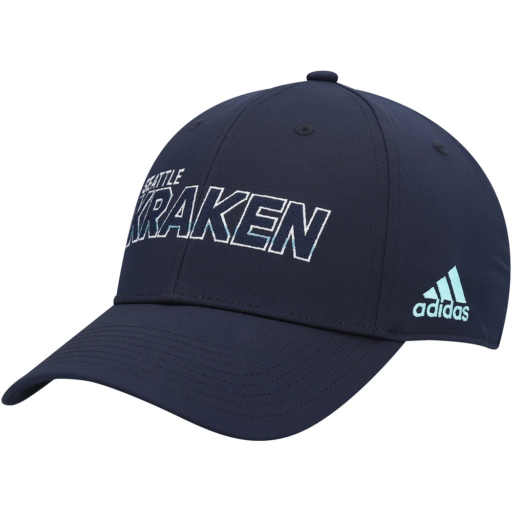 Men's adidas Deep Sea Blue Seattle Kraken Team Bar Flex Hat