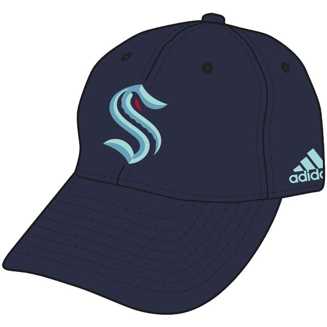 Adidas pour hommes Deep Sea Blue Seattle Kraken Washed Cotton - Casquette Flex