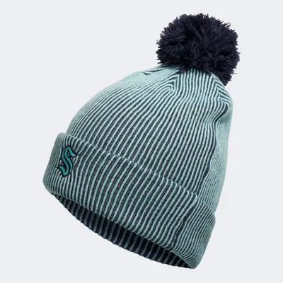 Men's adidas Light Blue Seattle Kraken Stripe - Cuffed Knit Hat