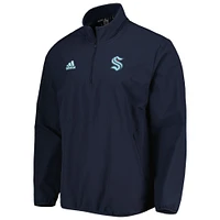 Veste adidas bleu marine Seattle Kraken COLD.RDY à quart de zip pour hommes