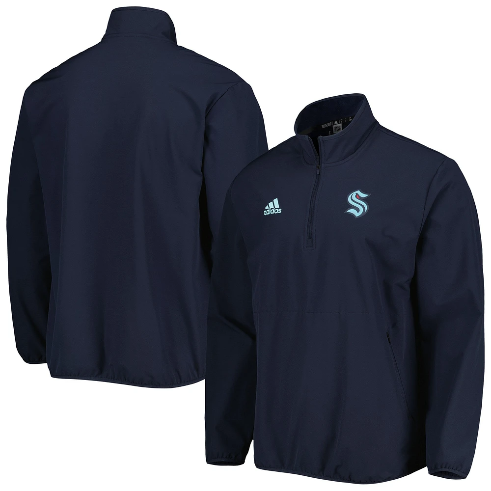 Veste adidas bleu marine Seattle Kraken COLD.RDY à quart de zip pour hommes