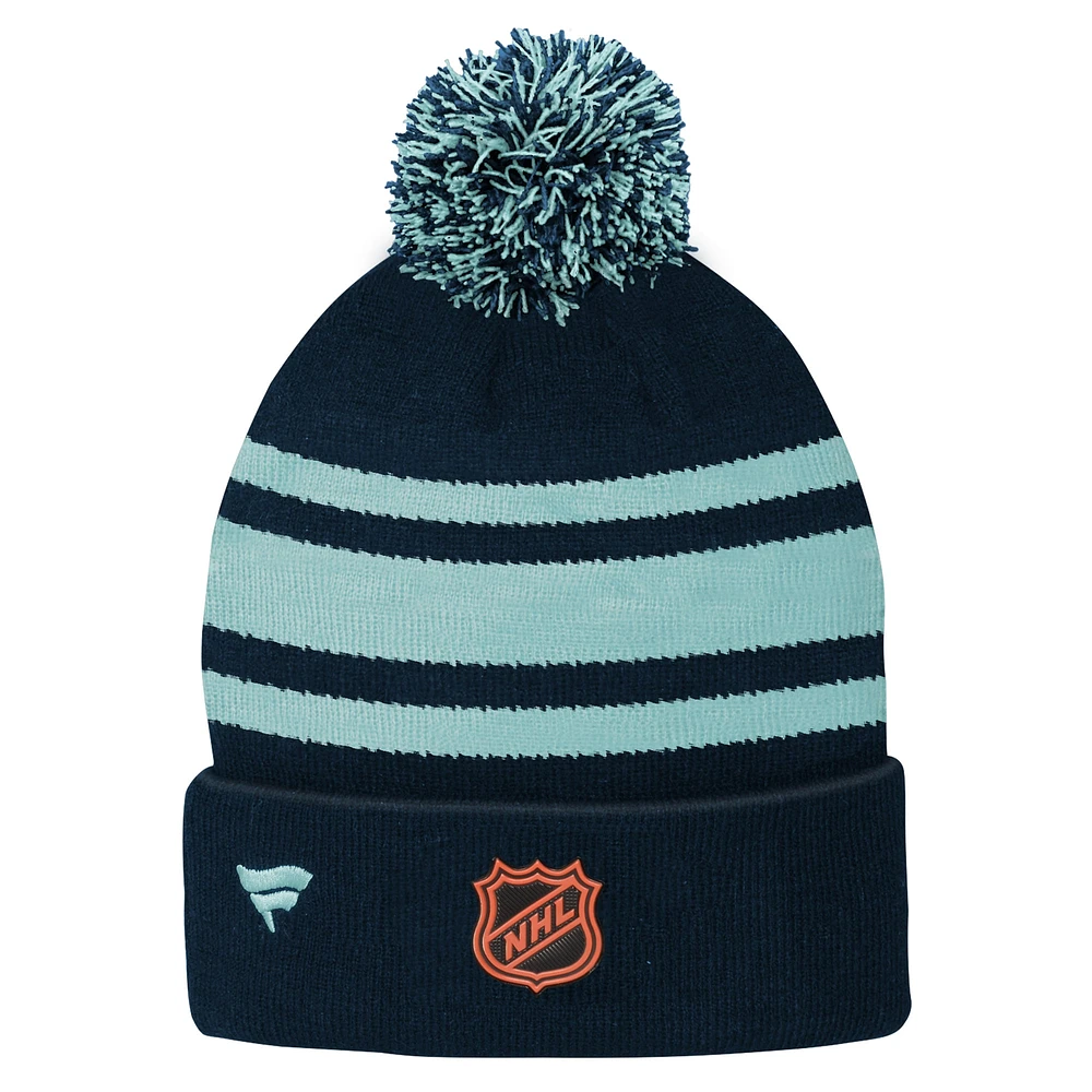 Men's adidas Navy Seattle Kraken Reverse Retro 2.0 - Pom Knit Hat