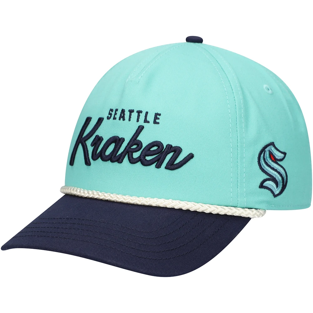 Chapeau réglable en sergé délavé Seattle Kraken Roscoe pour hommes, bleu clair/bleu profond, American Needle