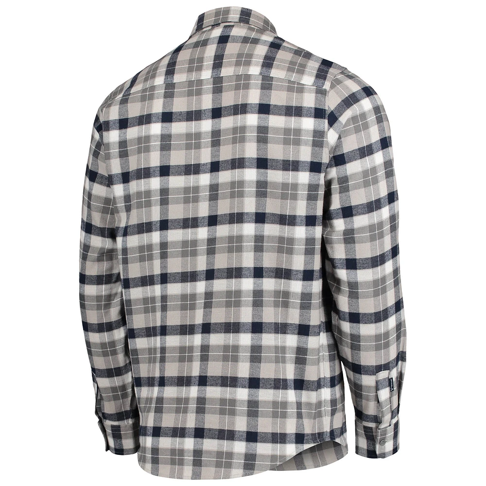 Men's Antigua Deep Sea Blue/Gray Seattle Kraken Ease Plaid Button-Up Long Sleeve Shirt