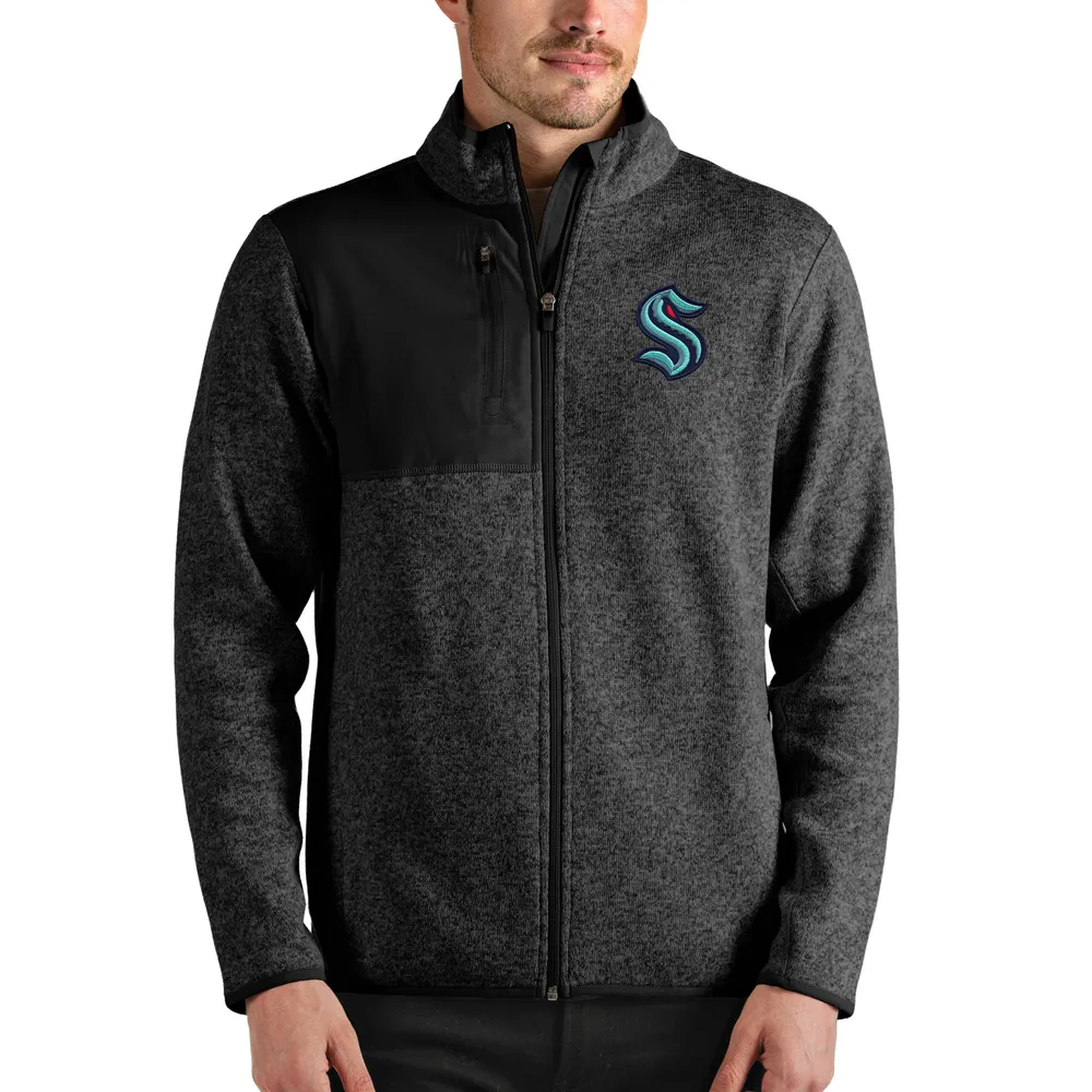 Seattle Mariners Antigua Fortune Big & Tall Quarter-Zip Pullover Jacket - Heather Charcoal