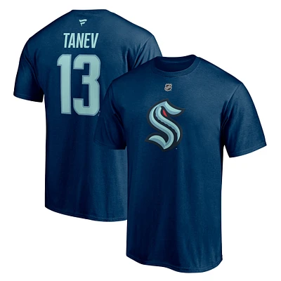 T-shirt bleu marine pour homme avec nom et numéro authentiques du Seattle Kraken de Brandon Tanev