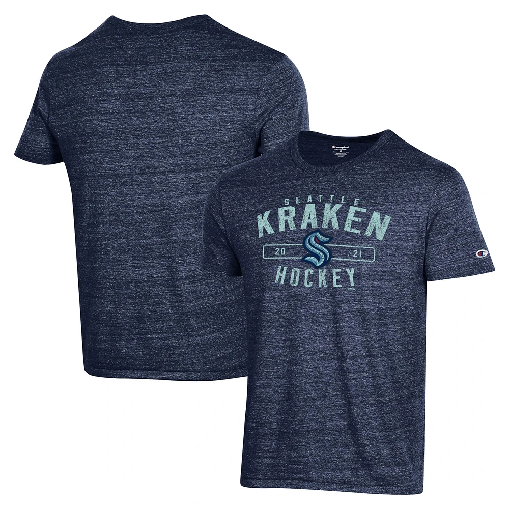 Men's Champion Deep Sea Blue Seattle Kraken Team Tri-Blend T-Shirt