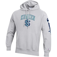 Men's Champion Heather Gray Seattle Kraken Reverse Weave Pullover Hoodie