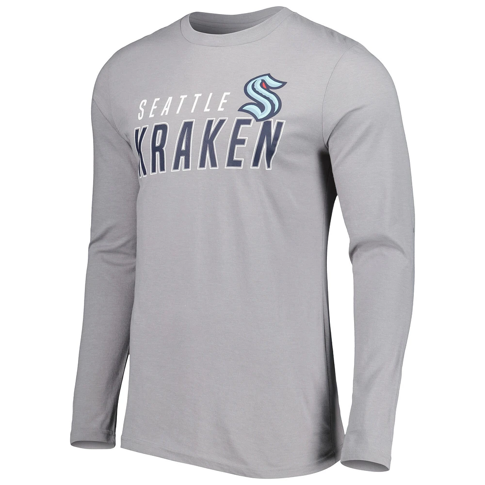 Ensemble de nuit pour hommes Concepts Sport Deep Sea bleu/gris Seattle Kraken Meter T-shirt à manches longues et pantalon