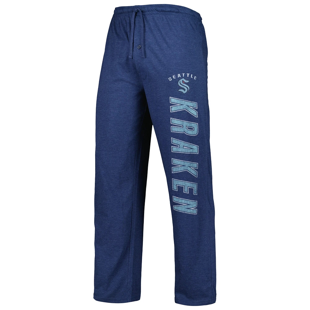 Ensemble de nuit pour hommes Concepts Sport Deep Sea bleu/gris Seattle Kraken Meter T-shirt à manches longues et pantalon