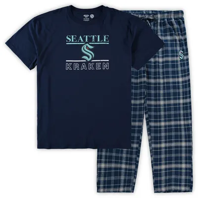 Seattle Kraken Concepts Sport Big & Tall Lodge T-Shirt Pants Sleep Set - Deep Sea Blue