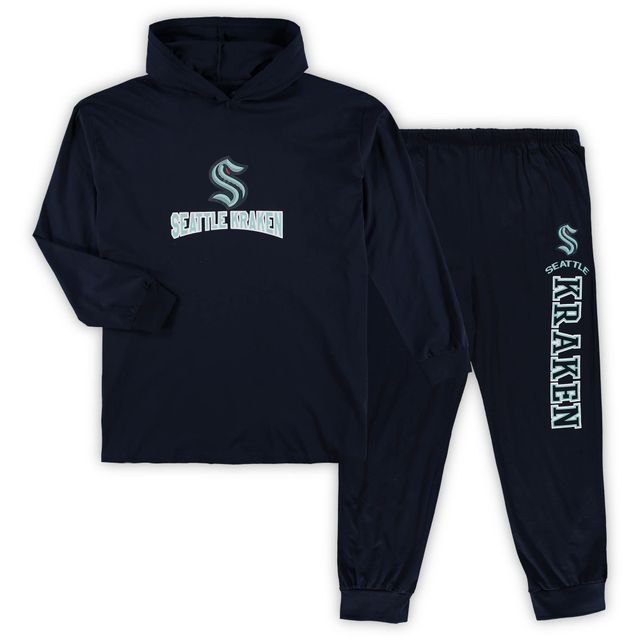 Concepts Sport Deep Sea Blue Seattle Kraken Big & Tall Pullover Hoodie Joggers Sleep Set