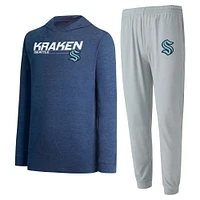 Concepts pour hommes Ensemble sweat à capuche et pantalon de jogging Seattle Kraken Meter Sport gris/bleu profond